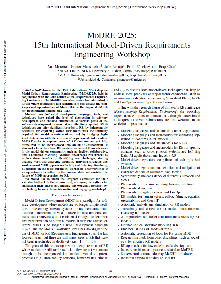 MoDRE@RE'25